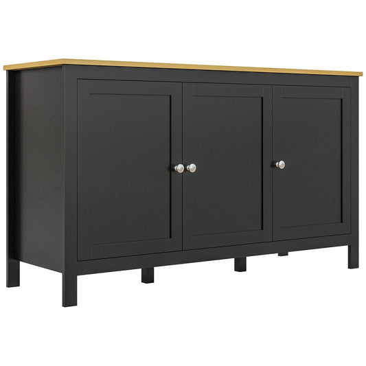 Sideboard Buffet with Doors and Shelves - Black and Natural