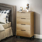 Dresser for Bedroom, 4 Drawer Dresser Tower, Chest of Drawers for Hallway, Entryway, Closet, Natural