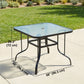 Tempered Glass Square Patio Dining Table w/ 2.1" Umbrella Hole for Garden, Balcony, Backyard, 38" x 38" x 28"