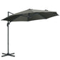 9.6' Cantilever Patio Umbrella Outdoor Hanging Offset Umbrella, Cross Base, 360° Rotation Aluminum Poles, Grey