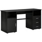 57" Computer Desk with Lockable Drawer - Black