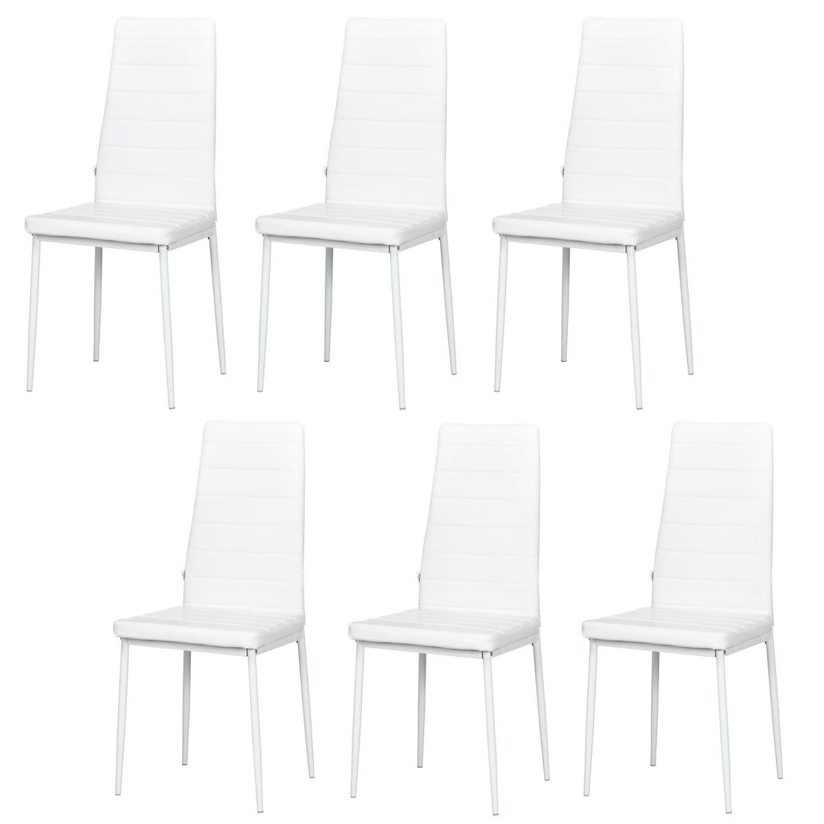 High-Back Upholstered Dining Chairs Set of 6 - White