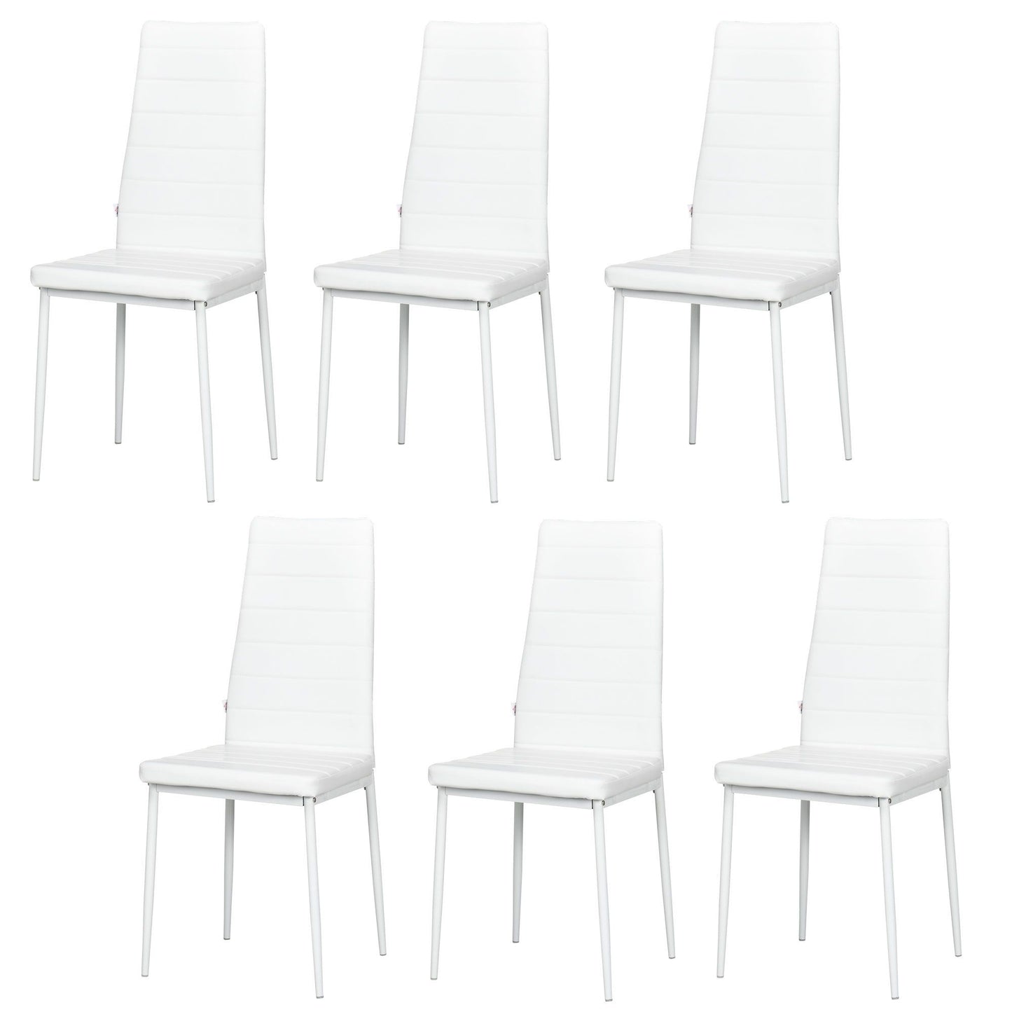 High-Back Upholstered Dining Chairs Set of 6 - White