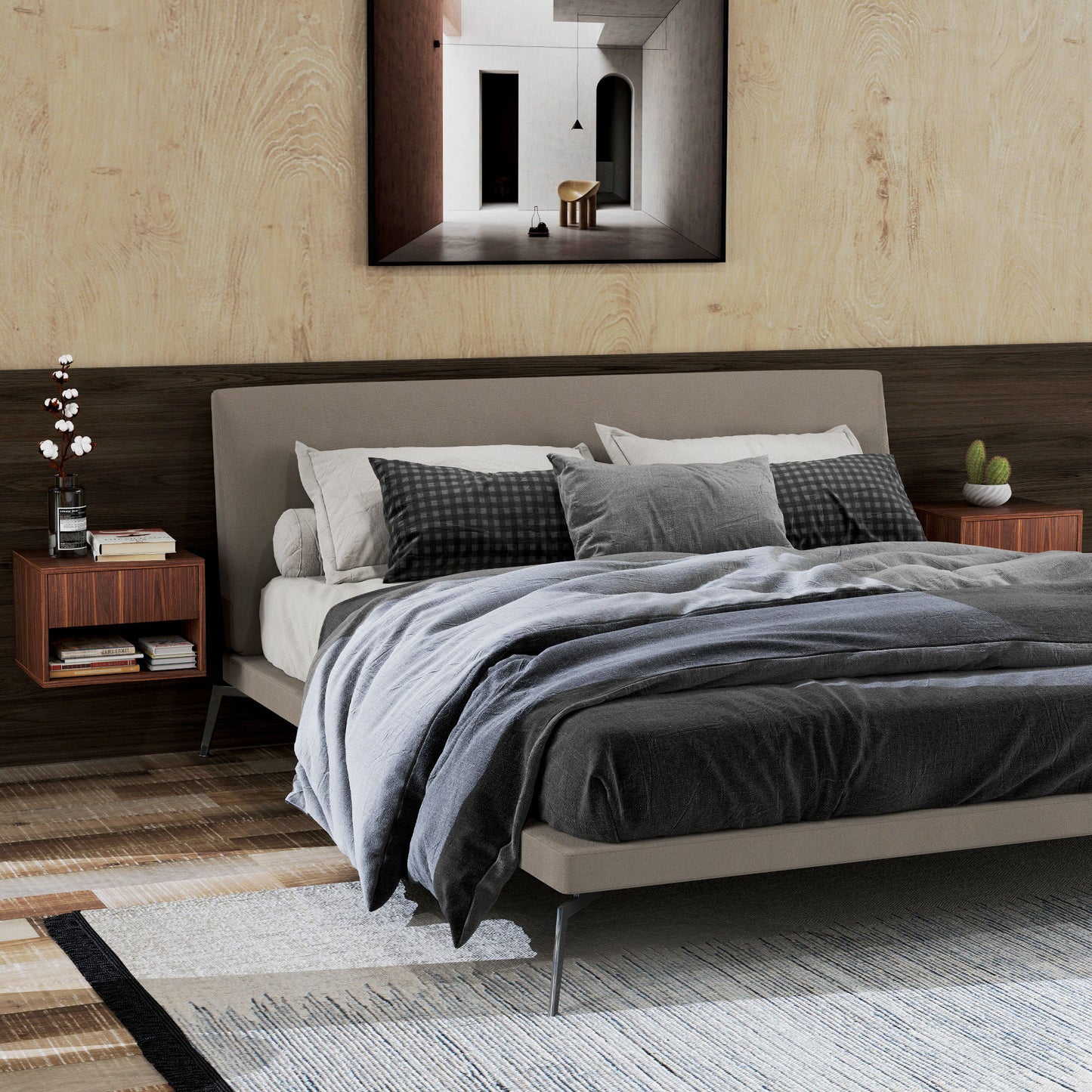 Floating Nightstand Set of 2, Wall Mounted Bedside Table with Drawer for Bedroom, Brown