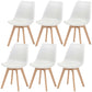 Wood Dining Chairs Set of 6 with PU Leather Seat - White