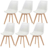 Wood Dining Chairs Set of 6 with PU Leather Seat - White
