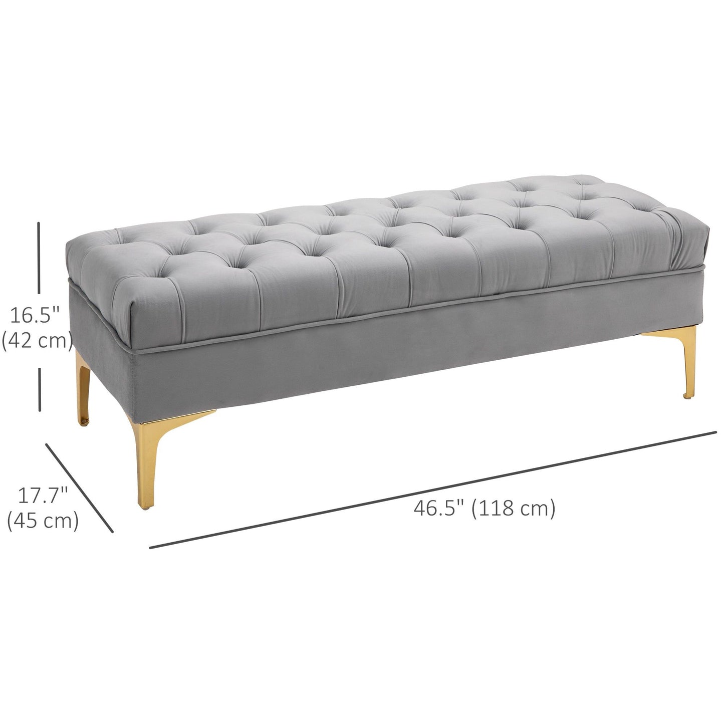Tufted Upholstered Entryway Shoe Bench - Grey
