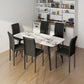 Set of 6 Modern Dining Chairs, Tufted High Back Side Chairs with Upholstered Seat, Steel Legs for Living Room, Black