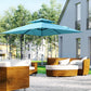 10' x 10' Cantilever Patio Umbrella, Double Top Square Offset Umbrella with 360° Rotation, 5 Adjustable Tilt Angles, Umbrella Cover, Aluminum Pole and Ribs, Light Blue
