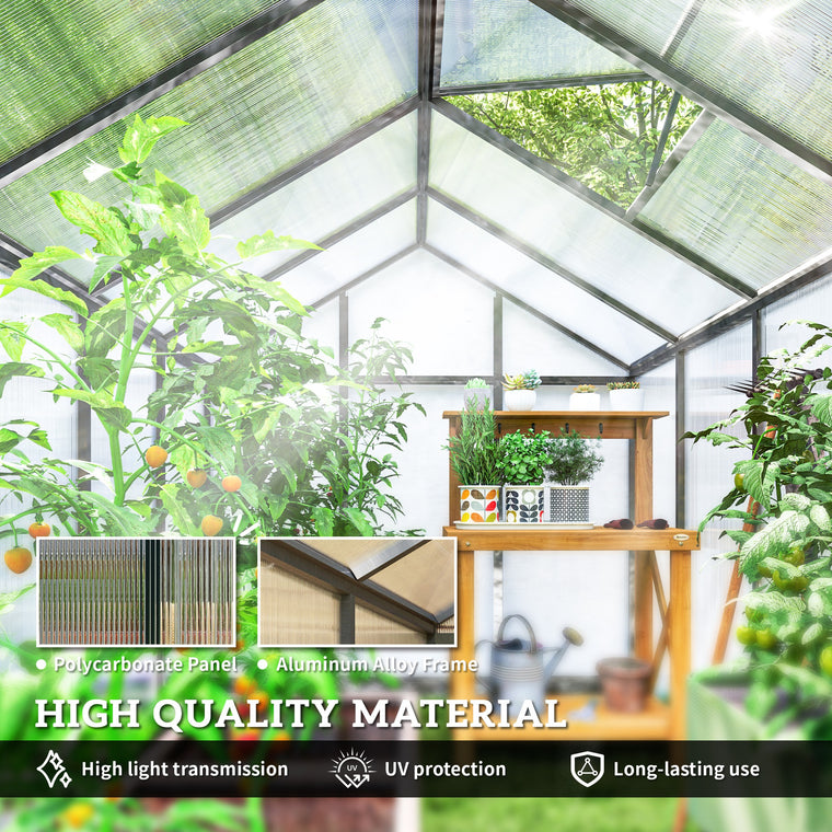 6' x 10' x 6.4' Charcoal Grey Polycarbonate Walk-In Greenhouse