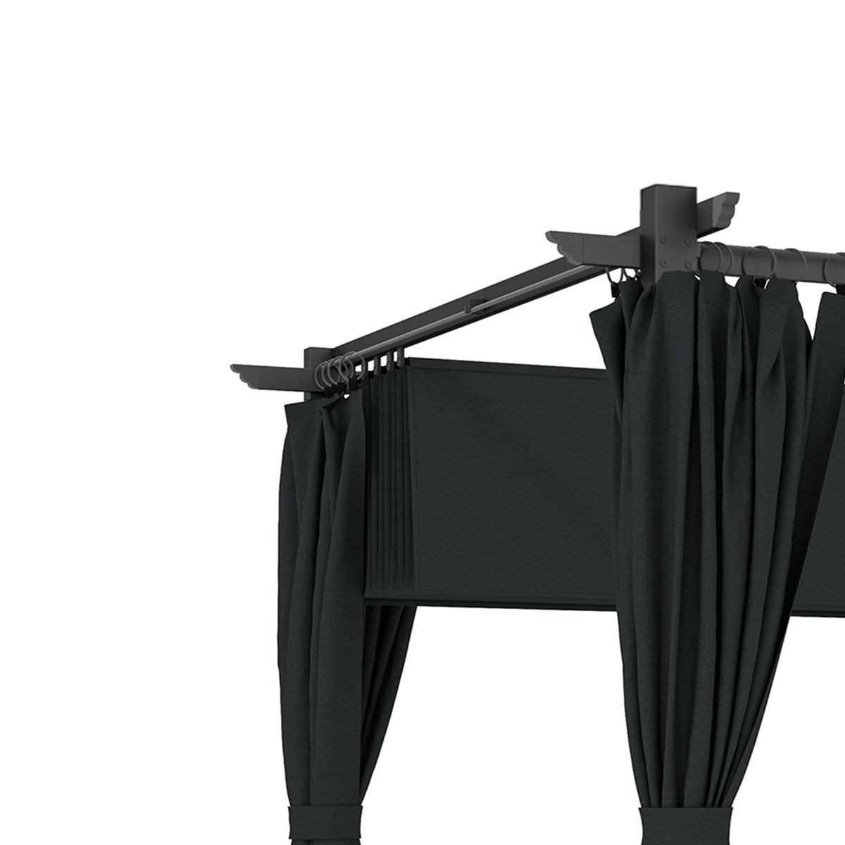 10' x 13' Pergola with Retractable Canopy and Curtains, UPF30+ Sun Shade Shelter for Grill, Garden, Backyard, Deck