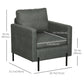 Armchair, Fabric Accent Chair, Modern Living Room Chair with Metal Legs, 2 Side Pockets for Bedroom, Grey