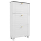 Narrow Shoe Storage with 3 Flip Drawers and Adjustable Shelves, Shoe Cabinet Organizer for 12 Pairs of Shoes, White