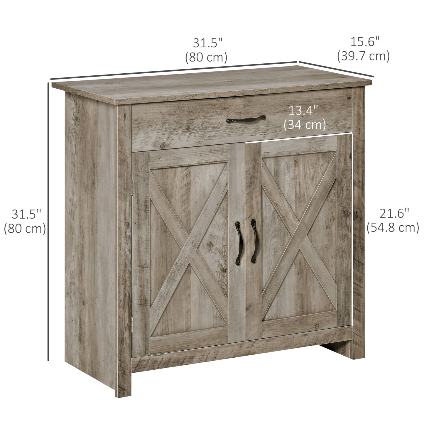 Farmhouse Sideboard Buffet with Barn Doors - Ash Grey