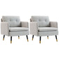Accent Chairs Set of 2, Upholstered Armchairs with Tufted Back Cushion and Steel Legs for Living Room, Bedroom