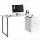47" Computer Desk with Reversible File Drawers - White