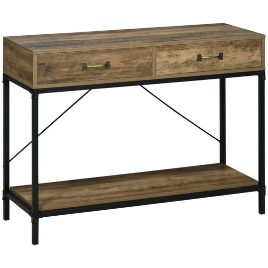 39" Vintage Console Table with Drawers - Brown