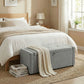 Storage Ottoman Bench, Linen-Look Fabric Upholstered Ottoman with Storage, Wide Padded Seat, Light Grey