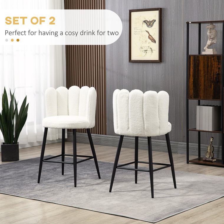 Faux Cashmere Counter-Height Bar Stools Set of 2 - Cream