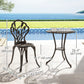 3PCs Patio Bistro Set, Outdoor Cast Aluminum Garden Table and Chairs with Umbrella Hole for Balcony, Bronze