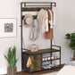 6-In-1 Hall Tree with Shoe Storage, Coat Rack Shoe Storage with 10 Hooks, 2 Fabric Drawers, Rustic Brown