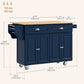 Rolling Kitchen Island with Drop Leaf - Navy Blue