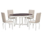 Farmhouse Dining Set with Upholstered High-Back Chairs, Sturdy Side Chair Set for Living Room, 58" L x 42" W x 30" H, Beige+Off White+Walnut