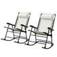 2pc Patio Foldable Rocking Chair Set w/ Breathable Mesh Seat & Backrest, Headrest for Park, Backyard, Garden, Cream
