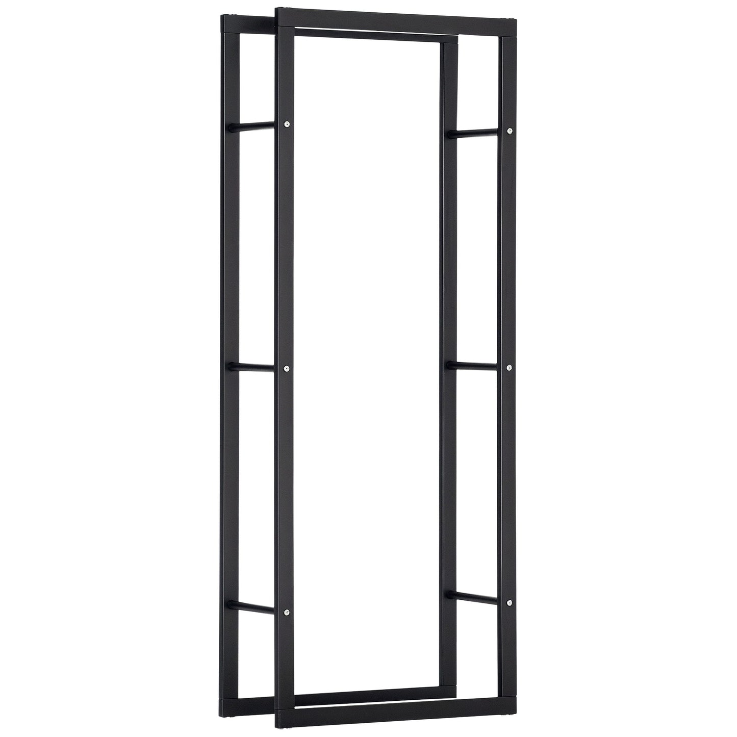 23.6" x 9.8" x 59.1" Firewood Rack Outdoor, Log Holder Fireplace Storage Rack with Handles and 220 lbs. Weight Capacity, Black