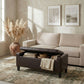 Storage Ottoman Bench, PU Leather Upholstered Bench with Tufted Design, Brown