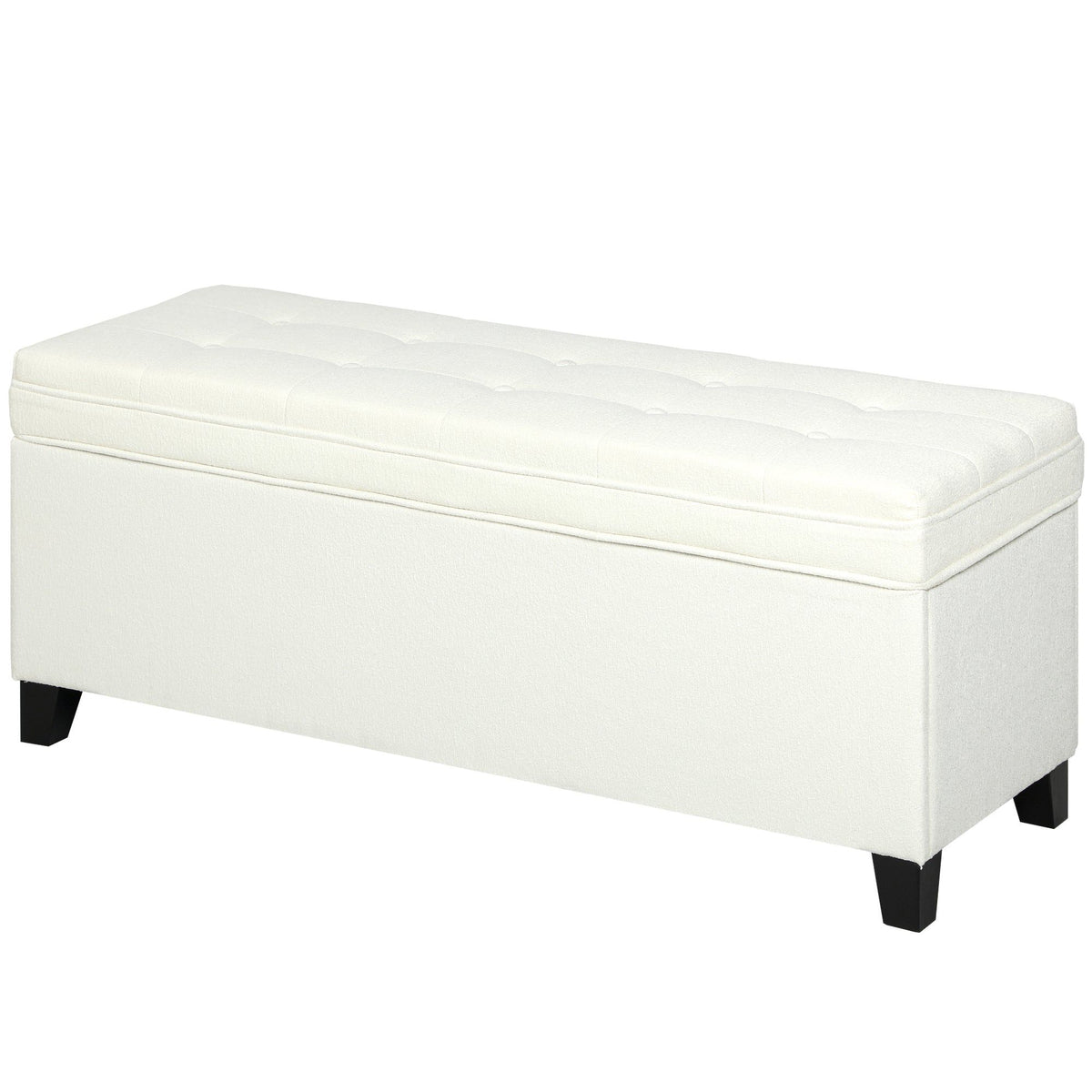 47" Linen Storage Ottoman Bench - Cream White
