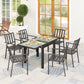 Extendable Patio Dining Table, Tempered Glass Aluminum Outdoor Table for Garden Lawn Backyard, Clear