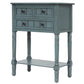 Elegant Narrow Console Table with Storage Drawers, Bottom Shelf, Tapered Legs, Round Knobs, Solid Wood Frame, 24" L x 13" W x 31" H, Navy