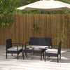 4 Pieces Patio Furniture Set with Loveseat Sofa, Armchairs, Glass Table, Outdoor Wicker Conversation Sofa Set, White