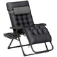 Padded Folding Recliner Chair, Patio Lounger with Cupholder, Adjustable Backrest, Removable Cushion, Black
