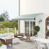 12' x 10' Manual Retractable Awning Outdoor Sunshade Shelter for Patio, Balcony, Yard, with Adjustable & Versatile Design, Green and White