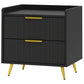 Nightstand with 2 Drawers & Metal Legs - Black