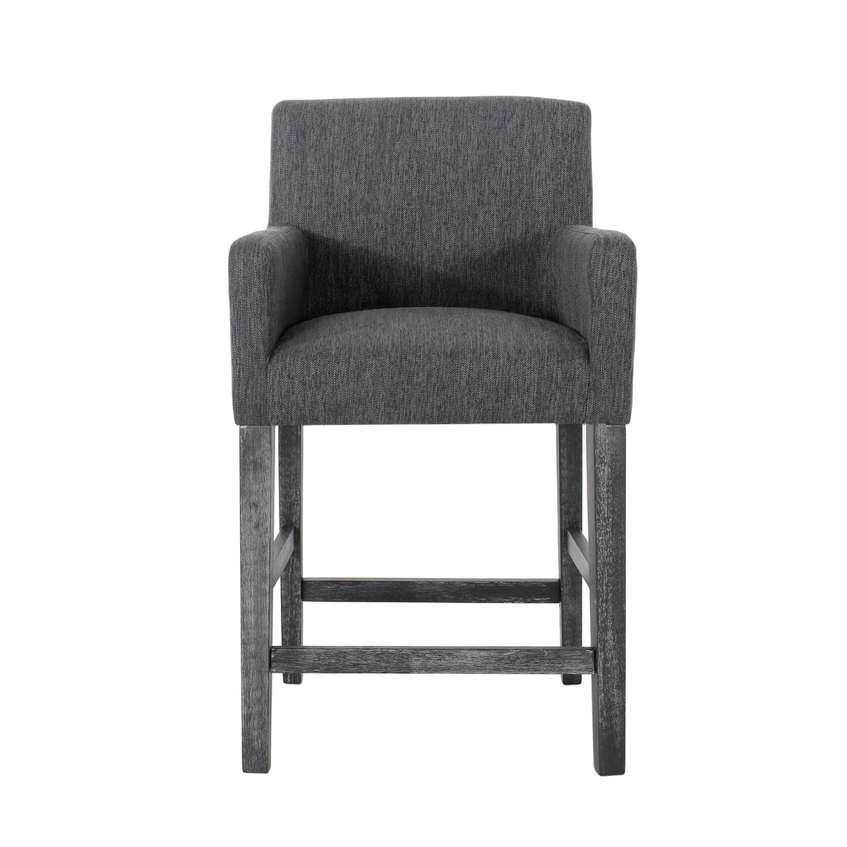 Contemporary Upholstered Counter Stool with Rubberwood Frame, Easy Assembly with Included Tools, 24" L x 23" W x 39.5" H, Charcoal Gray