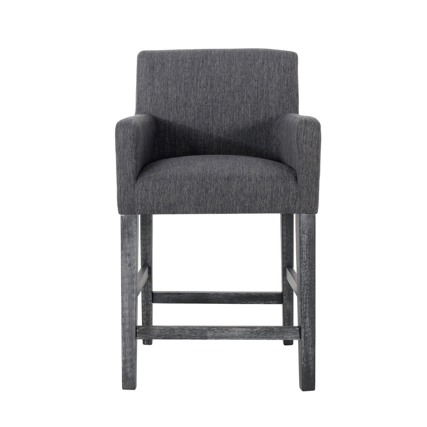 Contemporary Upholstered Counter Stool with Rubberwood Frame, Easy Assembly with Included Tools, 24" L x 23" W x 39.5" H, Charcoal Gray