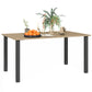 59" Outdoor Patio Table with Umbrella Hole, Outdoor Dining Table with Slatted Tabletop for Backyard Garden, Brown