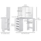 Corner Vanity Desk with 3-Piece Mirror and 5 Drawers - White