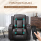 Swivel Massage Recliner Chair Rocker, Overstuffed Manual Reclining Sofa, PU Leather Rocking Chair with Side Pockets, Cup Holders, for Living Room, Nursery, Brown
