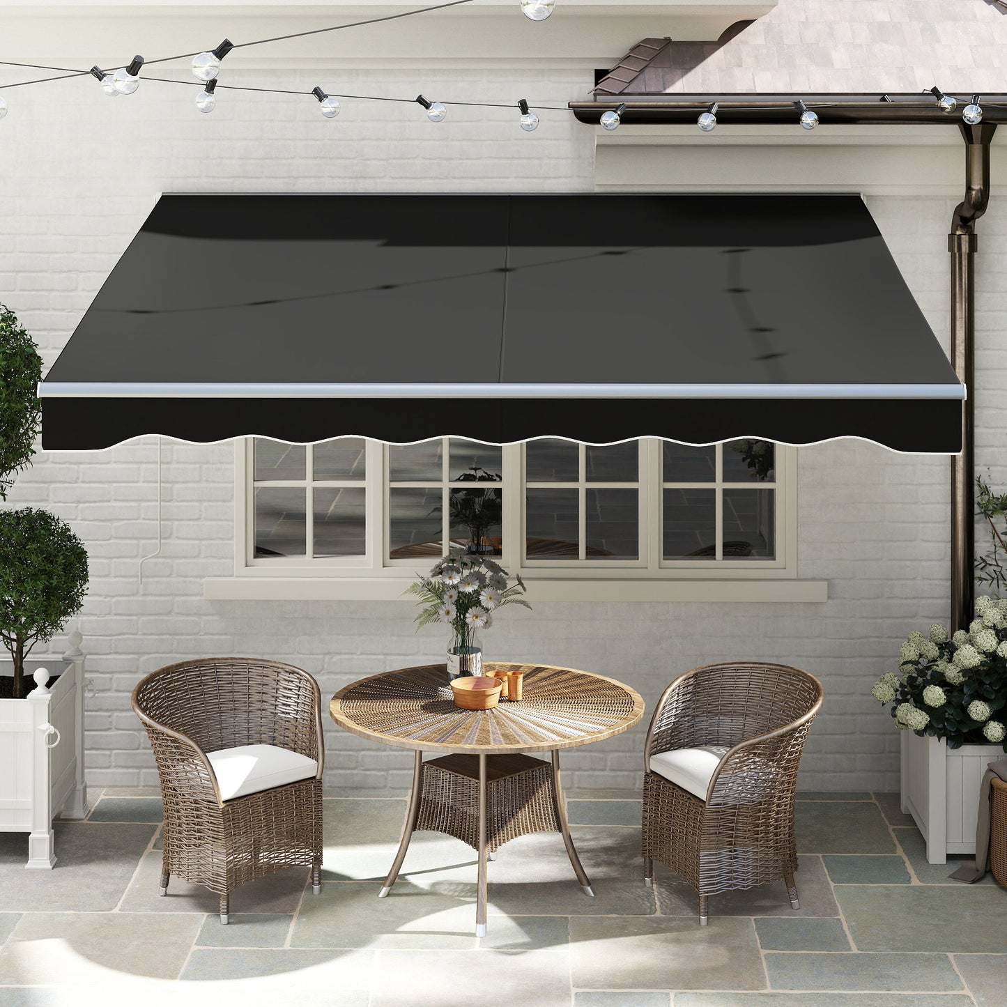 10' x 8' Electric Retractable Awning, UV Protection Sun Shade Shelter w/ Remote Controller for Deck Balcony Yard, Black