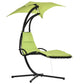 Outdoor Hammock Chair with Stand, Floating Chaise Lounge Chair with Soft Padded Cushion, Hanging Hammock Swing Reclining Seat with Canopy Umbrella, Green