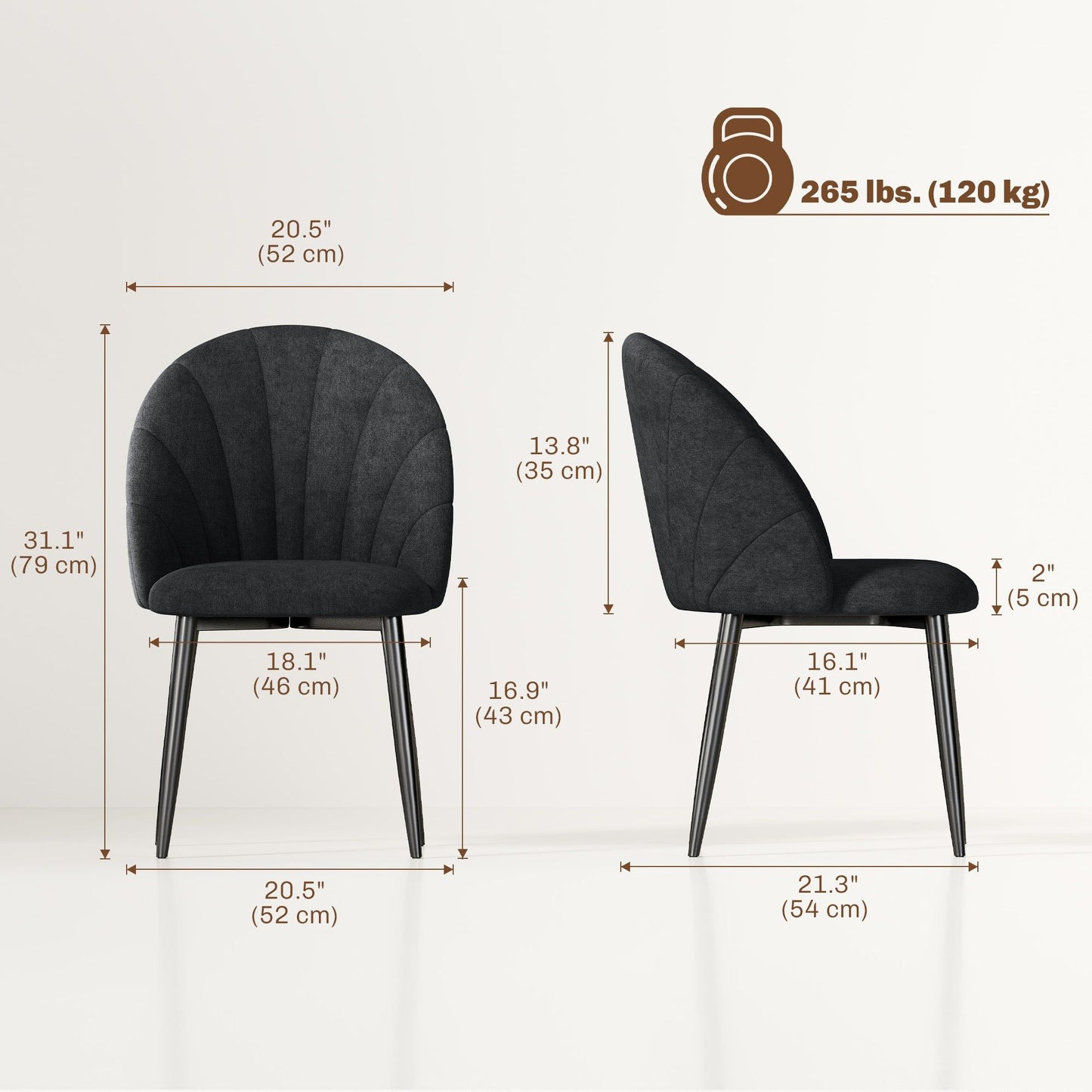 Upholstered Dining Chairs Set of 4 - Black
