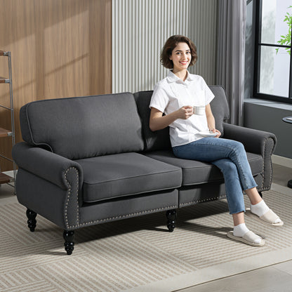 2-Seater Sofa with Sponge Padding - Dark Grey