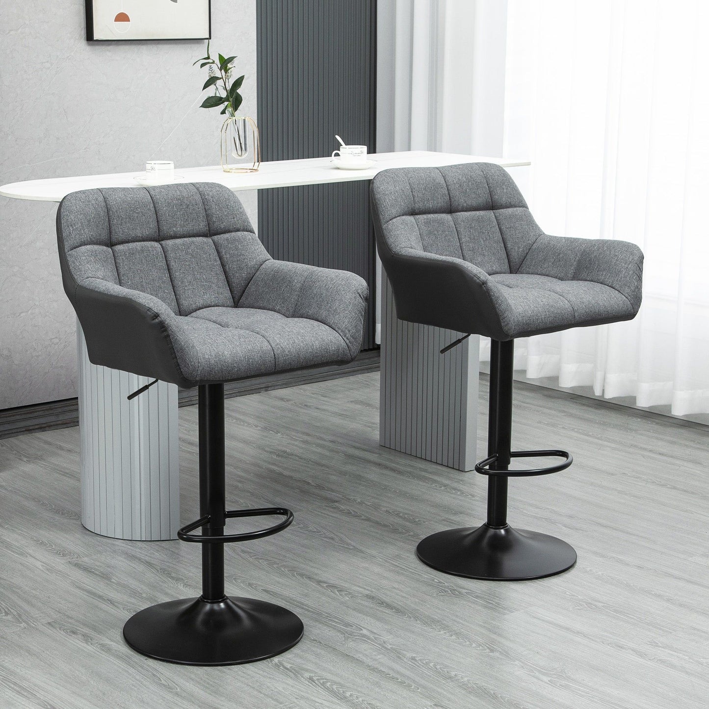 Swivel Adjustable Bar Stools Set of 2 - Grey