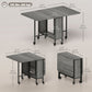Folding Dining Table, Extendable Kitchen Table for Small Spaces with Storage Shelf and 6 Wheels, Distressed Grey