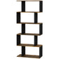 5-Tier Bookshelf, Geometric S Shaped Bookcase, Tall Narrow Display Shelf for for Living Room, Study Room, Rustic Brown