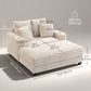 60" Chaise Lounge Chair, Oversized Upholstered Sofa Bed with Cup Holders & Pillows, Sleeper Couch for Living Room, Beige